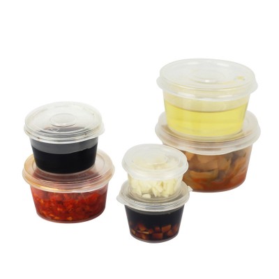 NEW ARRIVAL 0.5/1/1.5/2/3/4 OZ Condiment CUPS Plastic deli container  Souffle Portion Sauces Dip Cups WITH LIDS Mixing Cups