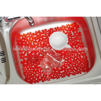 Flower Decorative PVC Kitchen Sink Mat dish dring mat