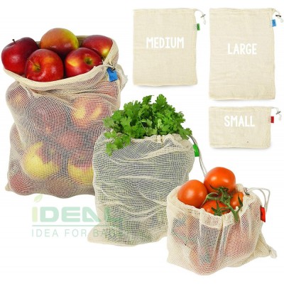 2020 Reusable COTTON Mesh Produce Bags Washable Eco Friendly Bags for Grocery Shopping Storage Fruit Vegetable Toys