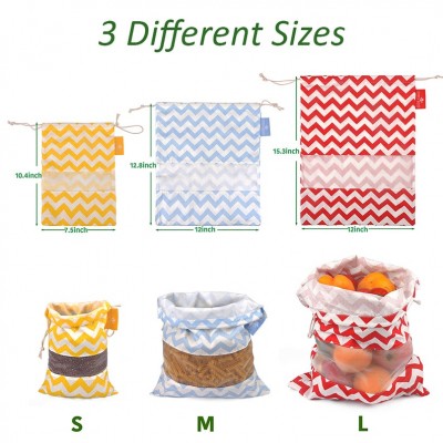 2020 NEW Cotton Muslin Reusable Produce Bags with Drawstring & Mesh Storage for Clothes Fruits & Vegetables Travel shoe bags